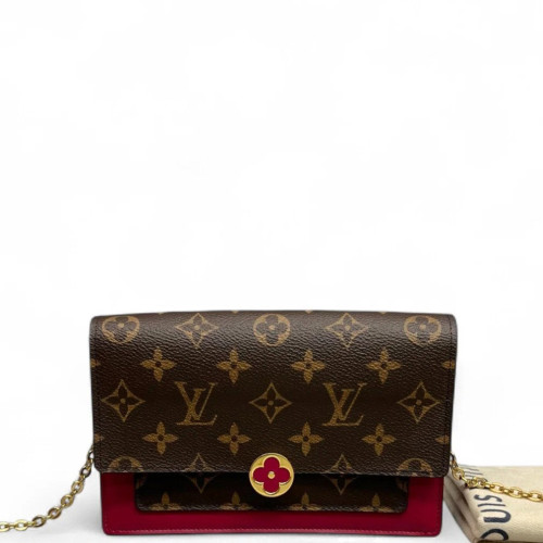 Louis Vuitton Flore Chain Wallet Monogram Brown Magenta