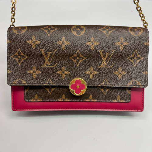 Louis Vuitton Flore Chain Wallet Monogram Brown Magenta