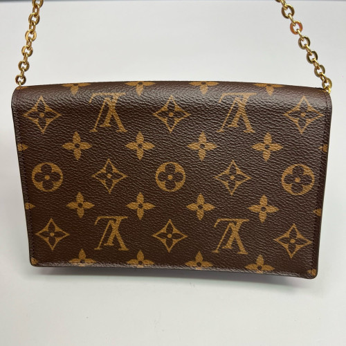 Louis Vuitton Flore Chain Wallet Monogram Brown Magenta