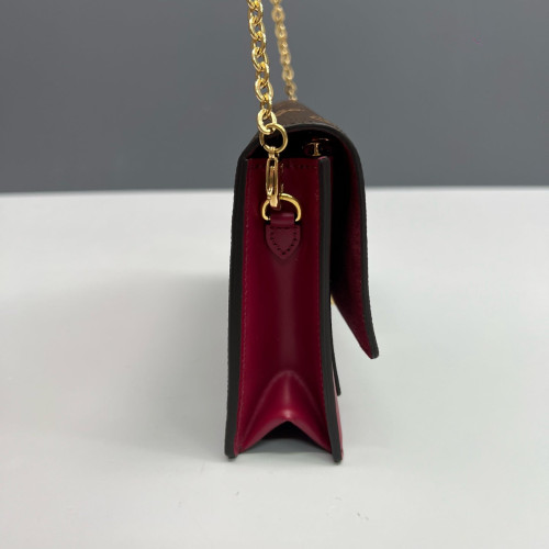Louis Vuitton Flore Chain Wallet Monogram Brown Magenta
