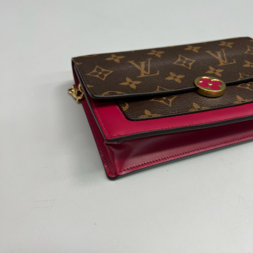 Louis Vuitton Flore Chain Wallet Monogram Brown Magenta