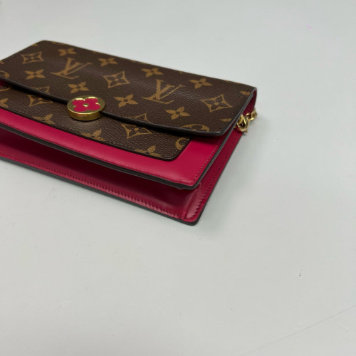 Louis Vuitton Flore Chain Wallet Monogram Brown Magenta