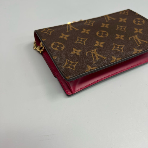 Louis Vuitton Flore Chain Wallet Monogram Brown Magenta