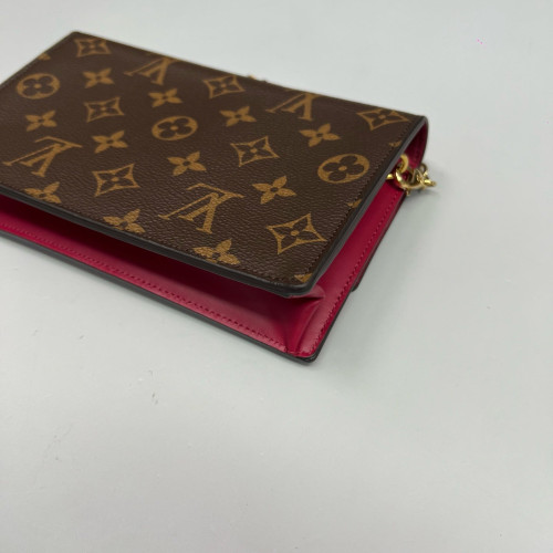 Louis Vuitton Flore Chain Wallet Monogram Brown Magenta
