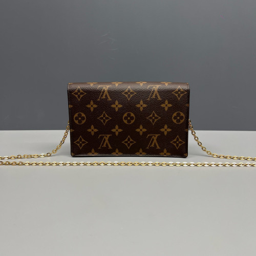 Louis Vuitton Flore Chain Wallet Monogram Brown Magenta