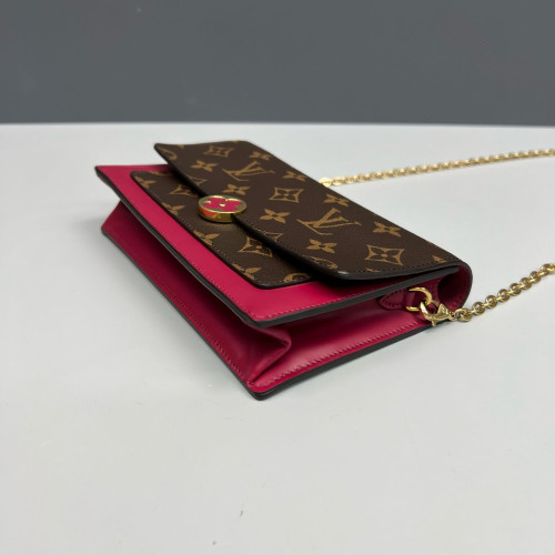 Louis Vuitton Flore Chain Wallet Monogram Brown Magenta