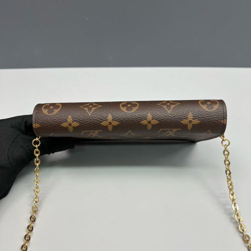 Louis Vuitton Flore Chain Wallet Monogram Brown Magenta
