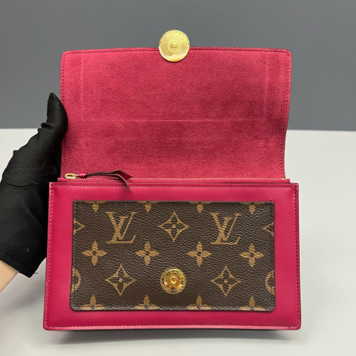 Louis Vuitton Flore Chain Wallet Monogram Brown Magenta