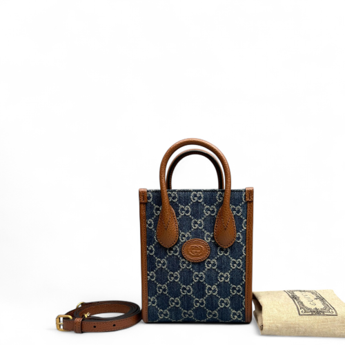 Gucci Sac Plat Denim Blue Brown