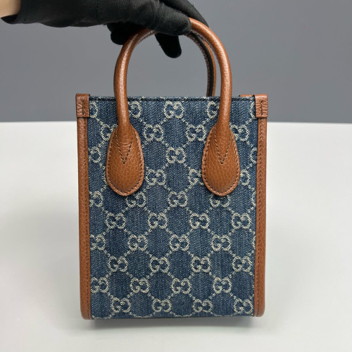 Gucci Sac Plat Denim Blue Brown