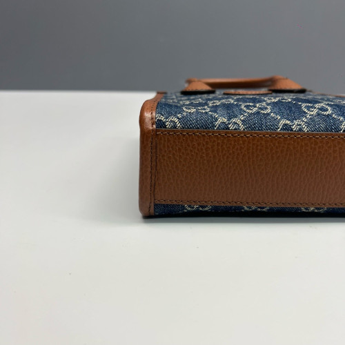 Gucci Sac Plat Denim Blue Brown