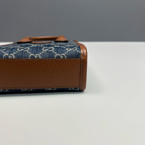 Gucci Sac Plat Denim Blue Brown