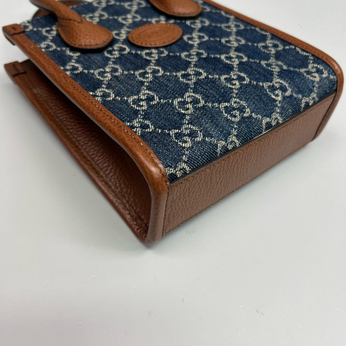 Gucci Sac Plat Denim Blue Brown