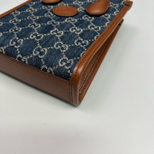 Gucci Sac Plat Denim Blue Brown