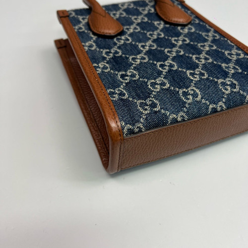 Gucci Sac Plat Denim Blue Brown