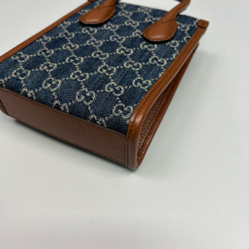Gucci Sac Plat Denim Blue Brown