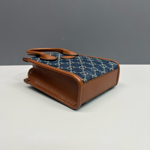 Gucci Sac Plat Denim Blue Brown