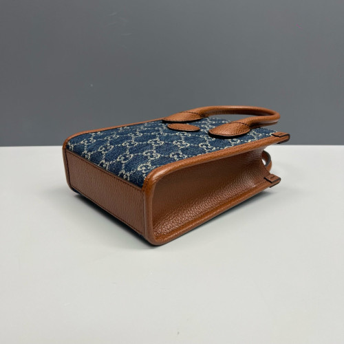 Gucci Sac Plat Denim Blue Brown