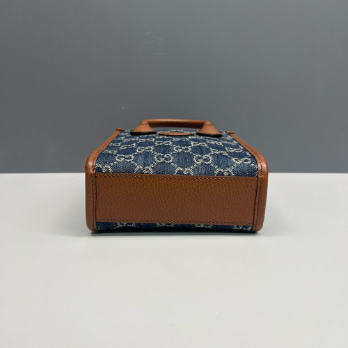 Gucci Sac Plat Denim Blue Brown