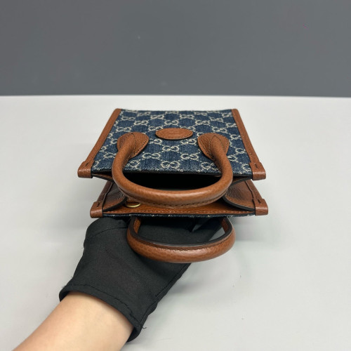 Gucci Sac Plat Denim Blue Brown