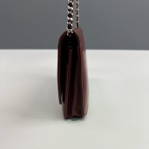 Chanel Logo WOC Wallet On Chain Grained Calfskin Burgundy