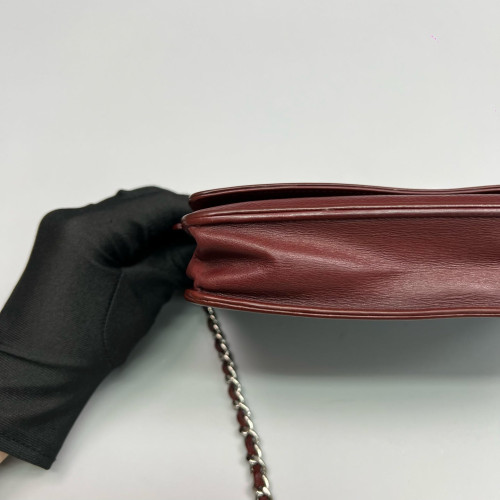 Chanel Logo WOC Wallet On Chain Grained Calfskin Burgundy
