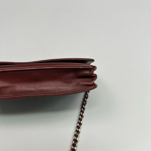 Chanel Logo WOC Wallet On Chain Grained Calfskin Burgundy