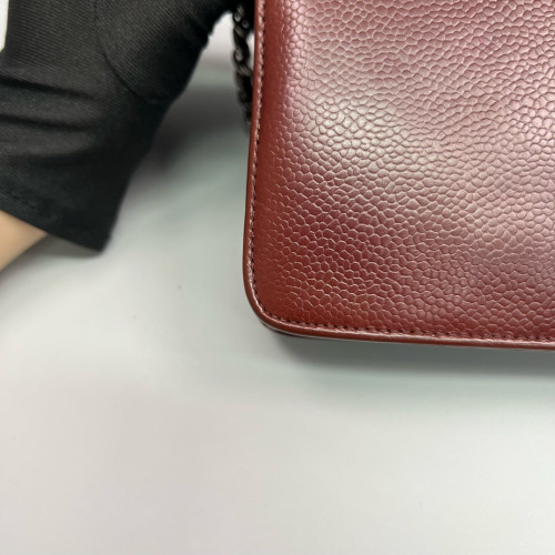 Chanel Logo WOC Wallet On Chain Grained Calfskin Burgundy