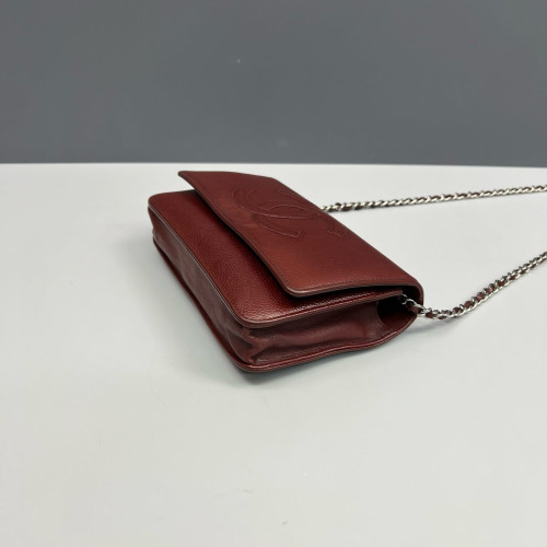 Chanel Logo WOC Wallet On Chain Grained Calfskin Burgundy