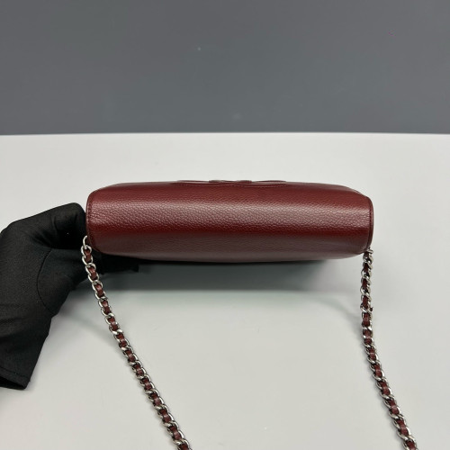 Chanel Logo WOC Wallet On Chain Grained Calfskin Burgundy