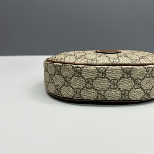 Gucci Mini Ophidia Half Moon Hobo GG Supreme Monogram Beige Brown Gucci Mini Ophidia Half Moon Hobo GG Supreme Monogram Beige Brown