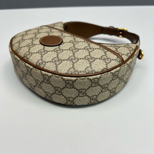 Gucci Mini Ophidia Half Moon Hobo GG Supreme Monogram Beige Brown Gucci Mini Ophidia Half Moon Hobo GG Supreme Monogram Beige Brown
