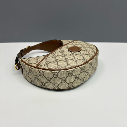 Gucci Mini Ophidia Half Moon Hobo GG Supreme Monogram Beige Brown Gucci Mini Ophidia Half Moon Hobo GG Supreme Monogram Beige Brown