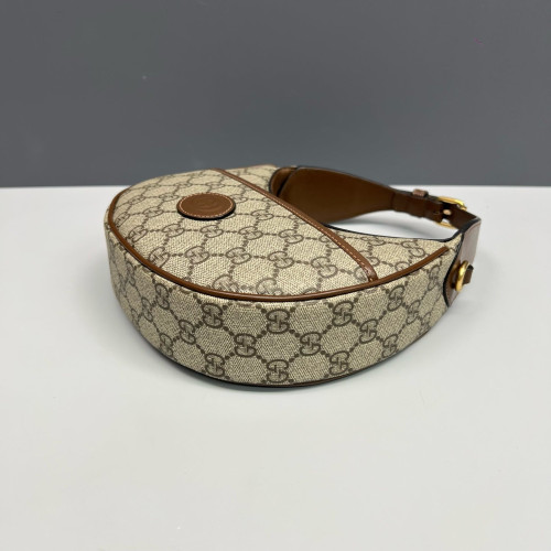 Gucci Mini Ophidia Half Moon Hobo GG Supreme Monogram Beige Brown Gucci Mini Ophidia Half Moon Hobo GG Supreme Monogram Beige Brown