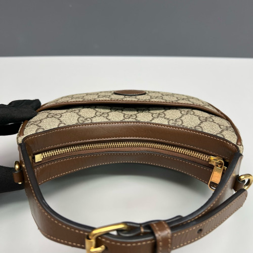 Gucci Mini Ophidia Half Moon Hobo GG Supreme Monogram Beige Brown Gucci Mini Ophidia Half Moon Hobo GG Supreme Monogram Beige Brown