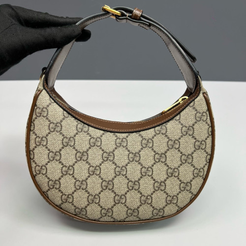 Gucci Mini Ophidia Half Moon Hobo GG Supreme Monogram Beige Brown Gucci Mini Ophidia Half Moon Hobo GG Supreme Monogram Beige Brown