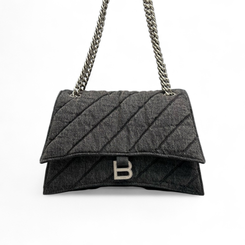 Balenciaga Medium Crush Chain Shoulder Bag Denim Dark Grey Balenciaga Medium Crush Chain Shoulder Bag Denim Dark Grey