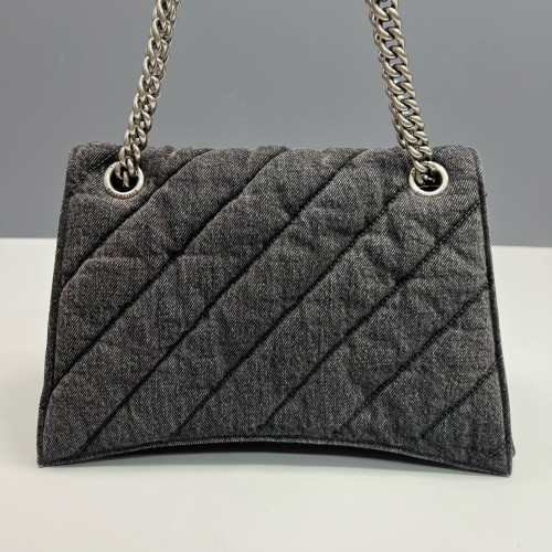 Balenciaga Medium Crush Chain Shoulder Bag Denim Dark Grey Balenciaga Medium Crush Chain Shoulder Bag Denim Dark Grey