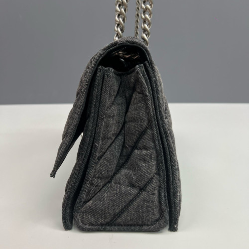 Balenciaga Medium Crush Chain Shoulder Bag Denim Dark Grey Balenciaga Medium Crush Chain Shoulder Bag Denim Dark Grey