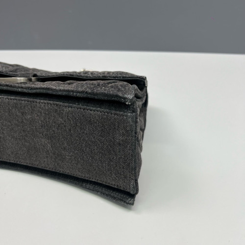 Balenciaga Medium Crush Chain Shoulder Bag Denim Dark Grey Balenciaga Medium Crush Chain Shoulder Bag Denim Dark Grey