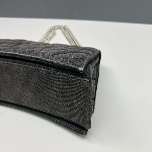 Balenciaga Medium Crush Chain Shoulder Bag Denim Dark Grey Balenciaga Medium Crush Chain Shoulder Bag Denim Dark Grey