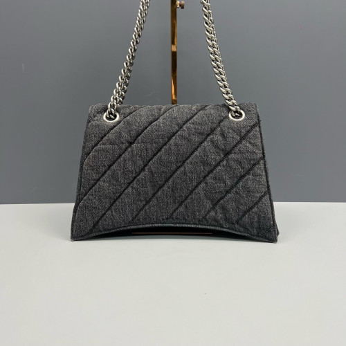 Balenciaga Medium Crush Chain Shoulder Bag Denim Dark Grey Balenciaga Medium Crush Chain Shoulder Bag Denim Dark Grey