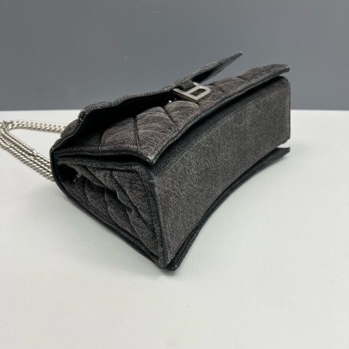Balenciaga Medium Crush Chain Shoulder Bag Denim Dark Grey Balenciaga Medium Crush Chain Shoulder Bag Denim Dark Grey