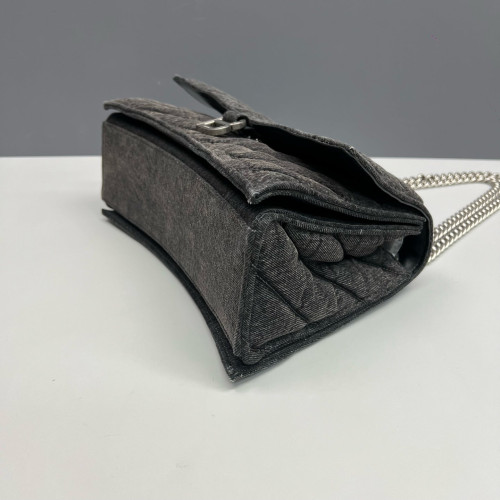 Balenciaga Medium Crush Chain Shoulder Bag Denim Dark Grey Balenciaga Medium Crush Chain Shoulder Bag Denim Dark Grey