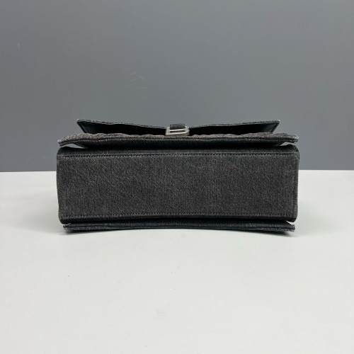 Balenciaga Medium Crush Chain Shoulder Bag Denim Dark Grey Balenciaga Medium Crush Chain Shoulder Bag Denim Dark Grey