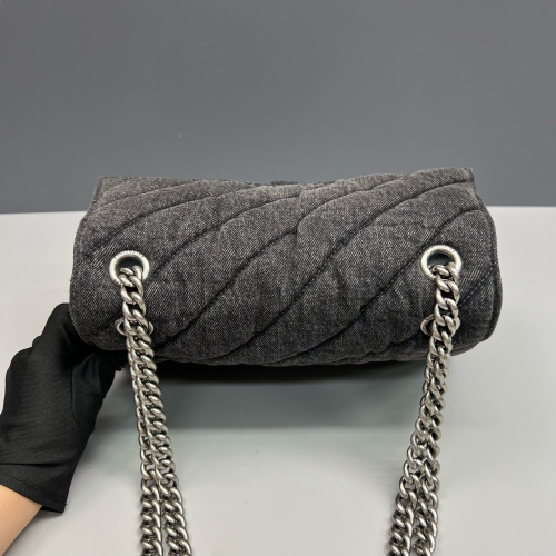 Balenciaga Medium Crush Chain Shoulder Bag Denim Dark Grey Balenciaga Medium Crush Chain Shoulder Bag Denim Dark Grey