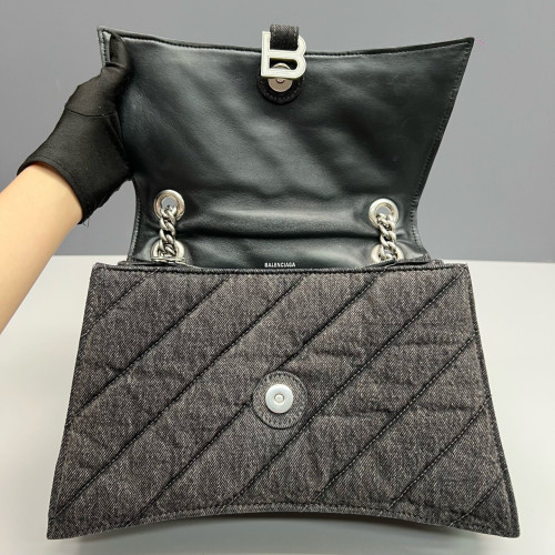 Balenciaga Medium Crush Chain Shoulder Bag Denim Dark Grey Balenciaga Medium Crush Chain Shoulder Bag Denim Dark Grey
