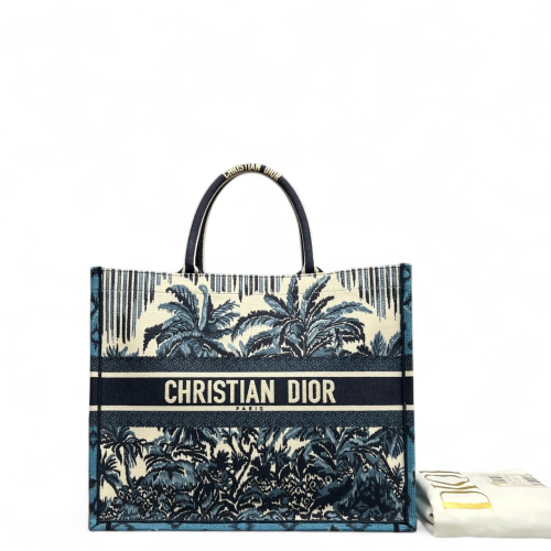 Dior Embroidered Large Book Tote Canvas Blue Beige Navy Dior Embroidered Large Book Tote Canvas Blue Beige Navy