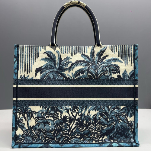 Dior Embroidered Large Book Tote Canvas Blue Beige Navy Dior Embroidered Large Book Tote Canvas Blue Beige Navy