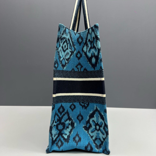 Dior Embroidered Large Book Tote Canvas Blue Beige Navy Dior Embroidered Large Book Tote Canvas Blue Beige Navy